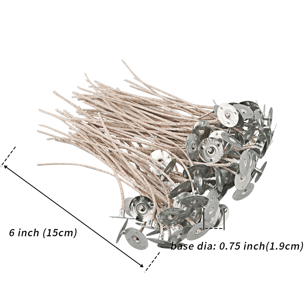 MILIVIXAY 100pcs 6.0inch E CO 4 Wicks for Soy Candles ,Pre-Waxed and Tabbed E CO Wicks for Soy Candles Making.