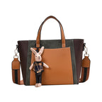 Women's Vegan Leather Tote Bag | Contrast Patchwork Crossbody Bag SHOMICOBOUTIQUE