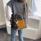 Women's Vegan Leather Tote Bag | Contrast Patchwork Crossbody Bag SHOMICOBOUTIQUE