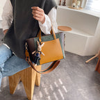 Women's Vegan Leather Tote Bag | Contrast Patchwork Crossbody Bag SHOMICOBOUTIQUE