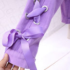Short Denim Jacket, Bow Tie Jacket Top Purple