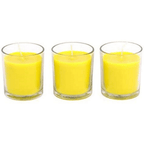 Hosley Set of 3, 4 oz Highly Fragrance Rosemary, Sage, Lemon Grass Blend Filled Glass Votive Candles