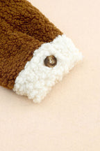 Women Cute Sherpa Jacket with Button Closure and Collared Neck in Elegant Retro Style