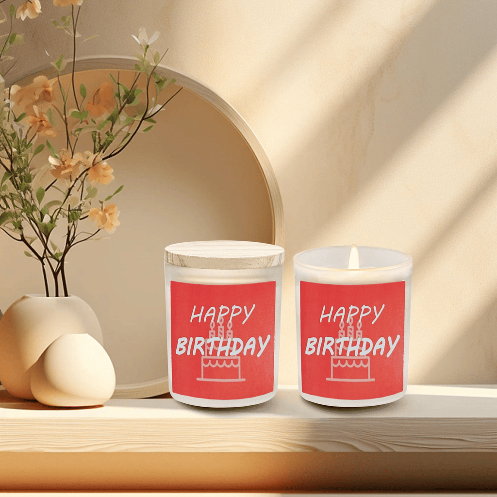 OSHINE 2 Pack Scented Candles Birthday Gift Set Aromatherapy Candles Made of 100% Natural Soy Wax Glass Jar Log Cover Rubber Seal 5.3oz Working 40 Hours per Candle for Stress Relief
