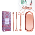 UCINNOVATE 4-in-1 Candle Accessory Set, Storage Tray, Candle Trim, Snuff, Wick Dipper, Care Set for Candle Lovers, Birthday, Christmas Gift -Pink Gold