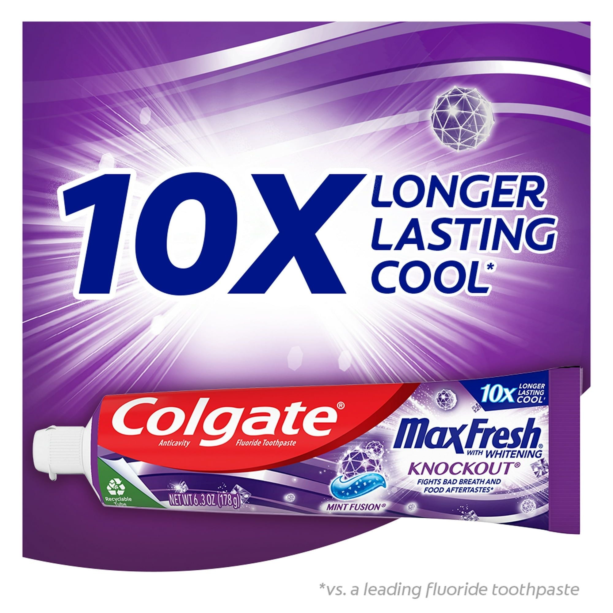Colgate Max Fresh Knockout Whitening Toothpaste; Mint Fusion; 3 Pack; 6.3 oz Tubes