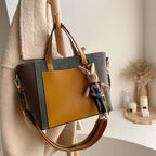 Women's Vegan Leather Tote Bag | Contrast Patchwork Crossbody Bag SHOMICOBOUTIQUE