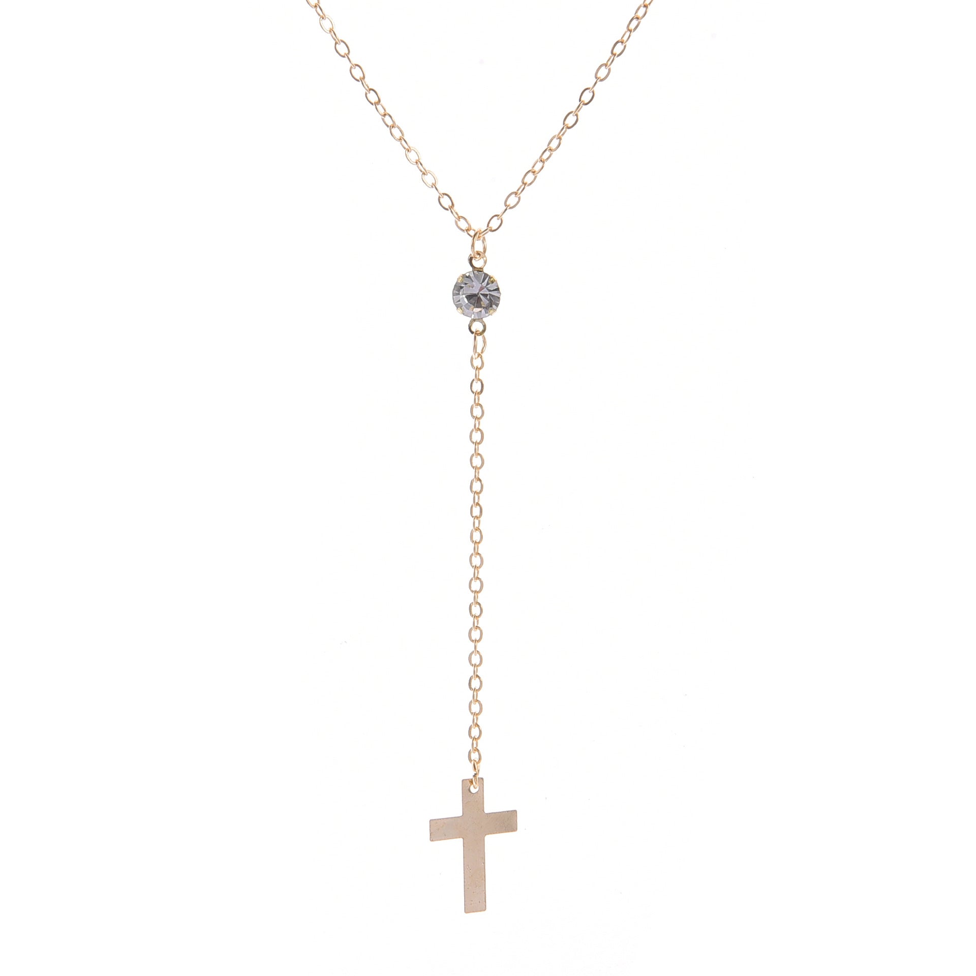 Fashion Simple Diamond Necklace Alloy Cross Pendant Necklace NK08210501 - SJB-DIAMOND ELITES