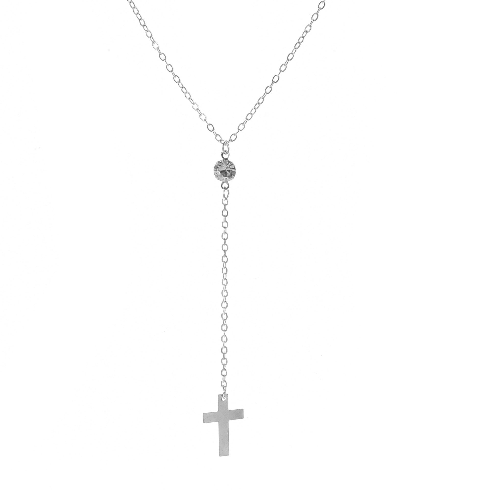 Fashion Simple Diamond Necklace Alloy Cross Pendant Necklace NK08210501 - SJB-DIAMOND ELITES