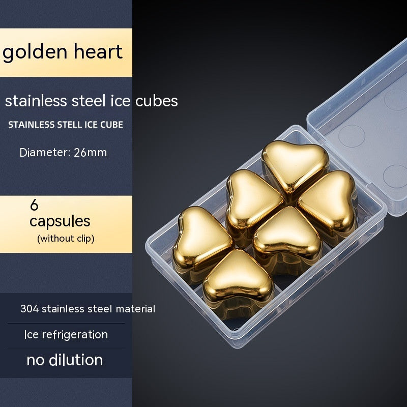 304 Heart-shaped Gold Stainless Steel Ice Cube Pi-Mart