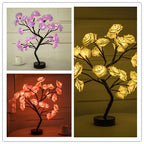 Rose Flower Lamp USB Battery Operated LED Table Lamp Bonsai Tree Night Lights Garland Bedroom Decoration Lights Home Decor