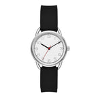 Time and Tru Ladies' Watch, Silver Round Case, Silver Easy to Read Dial and Black Smooth Silicone Strap (FMDOTT094) EasyOptionXY LLC