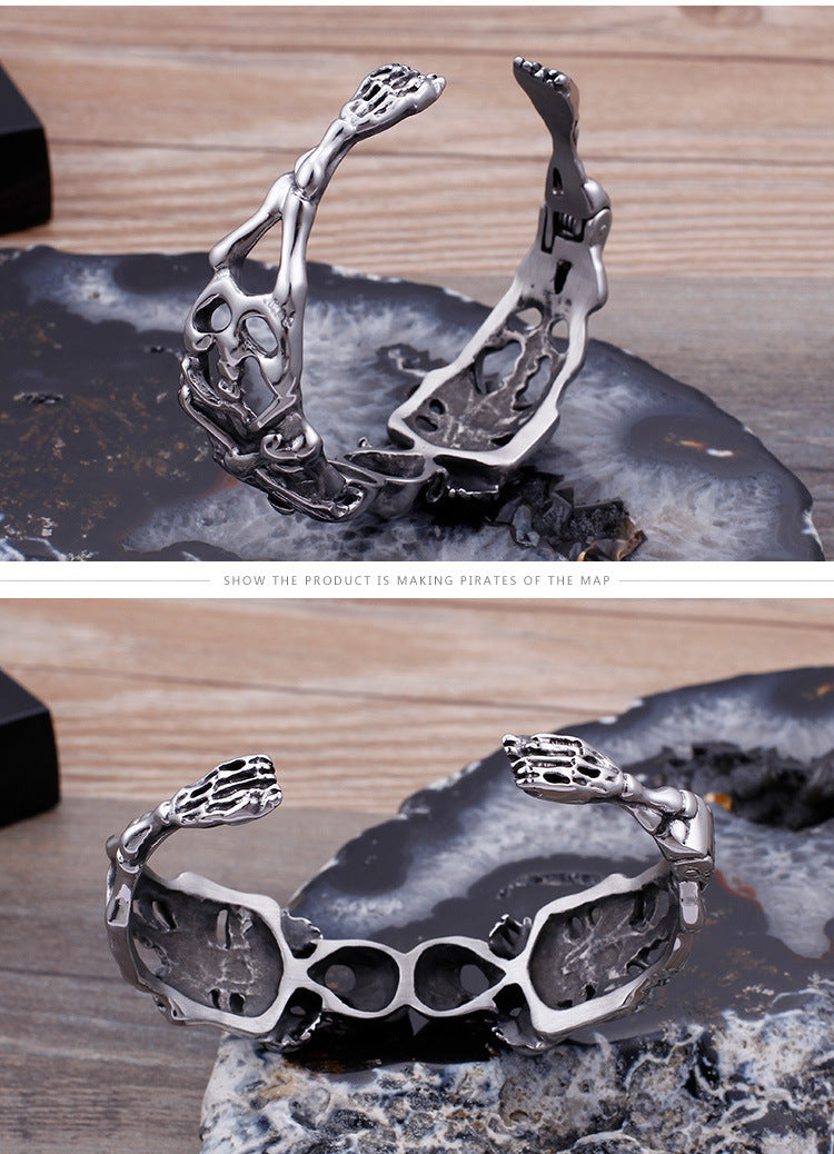 Men's Stainless Steel Skull Opening Bracelet
