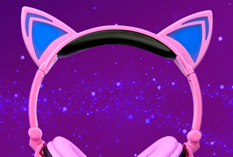 Luxury New Popular Esonstyle Kids Headphones Over Ear with LED Glowing Cat Ears,Safe Wired Kids Headsets 85dB Volume Limited, Food Grade Silicone, 3.5mm Aux Jack, Cat-Inspired Purple Headphones for Girls and Kids - SJB-DIAMOND ELITES