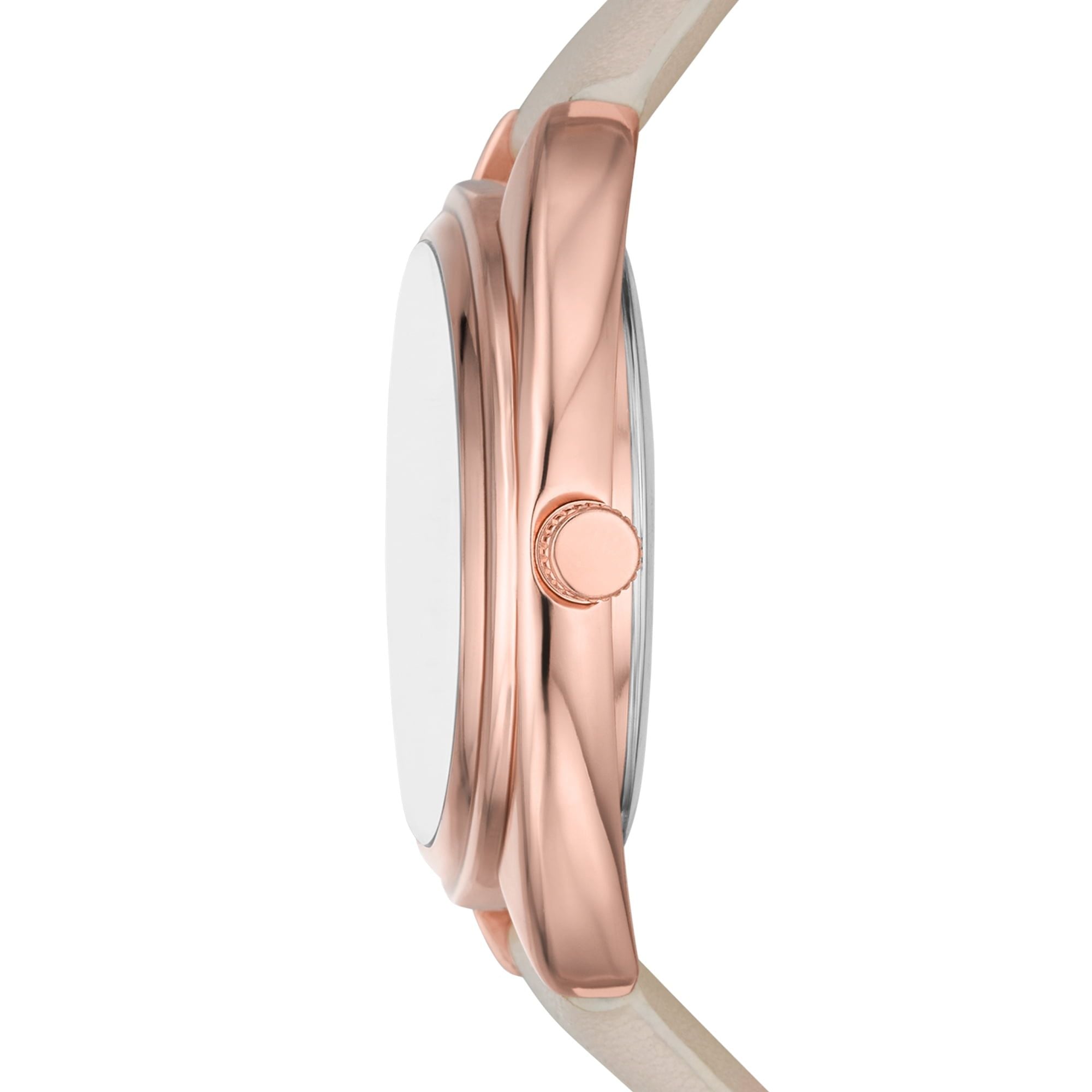 Time & Tru Women's Wristwatch: Rose Gold Tone Case, White Dial, Blush Faux Leather Strap (FMDOTT093) EasyOptionXY LLC