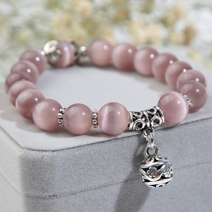 Natural opal beads bracelets crystal fashion women bracelet vintage stainless steel braceletes for women Pi-Mart