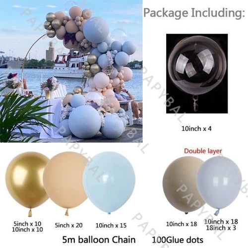 125Pcs Perfect Yellow Rose Blue Double Layer Gold Arch Garland Balloons Kit For Wedding Summer Party Decor Birthday Bridal Showers Gender Reveals Ballons Decoration Stevvex