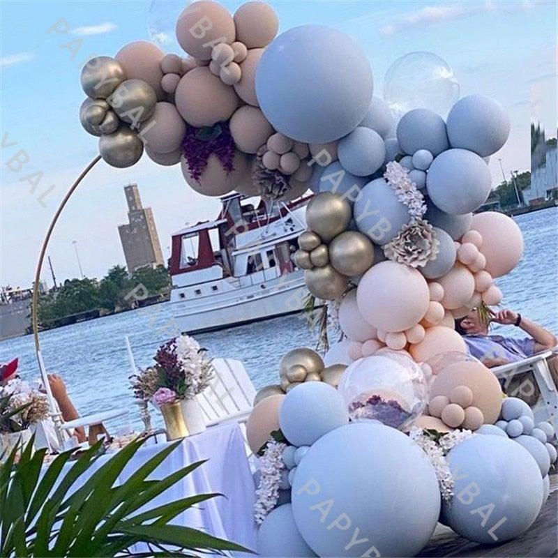 125Pcs Perfect Yellow Rose Blue Double Layer Gold Arch Garland Balloons Kit For Wedding Summer Party Decor Birthday Bridal Showers Gender Reveals Ballons Decoration Stevvex