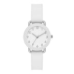 Time and Tru Ladies' Watch, Silver Round Case, White Bezel, White Easy to Read Dial and White Smooth Silicone Strap (FMDOTT095) EasyOptionXY LLC