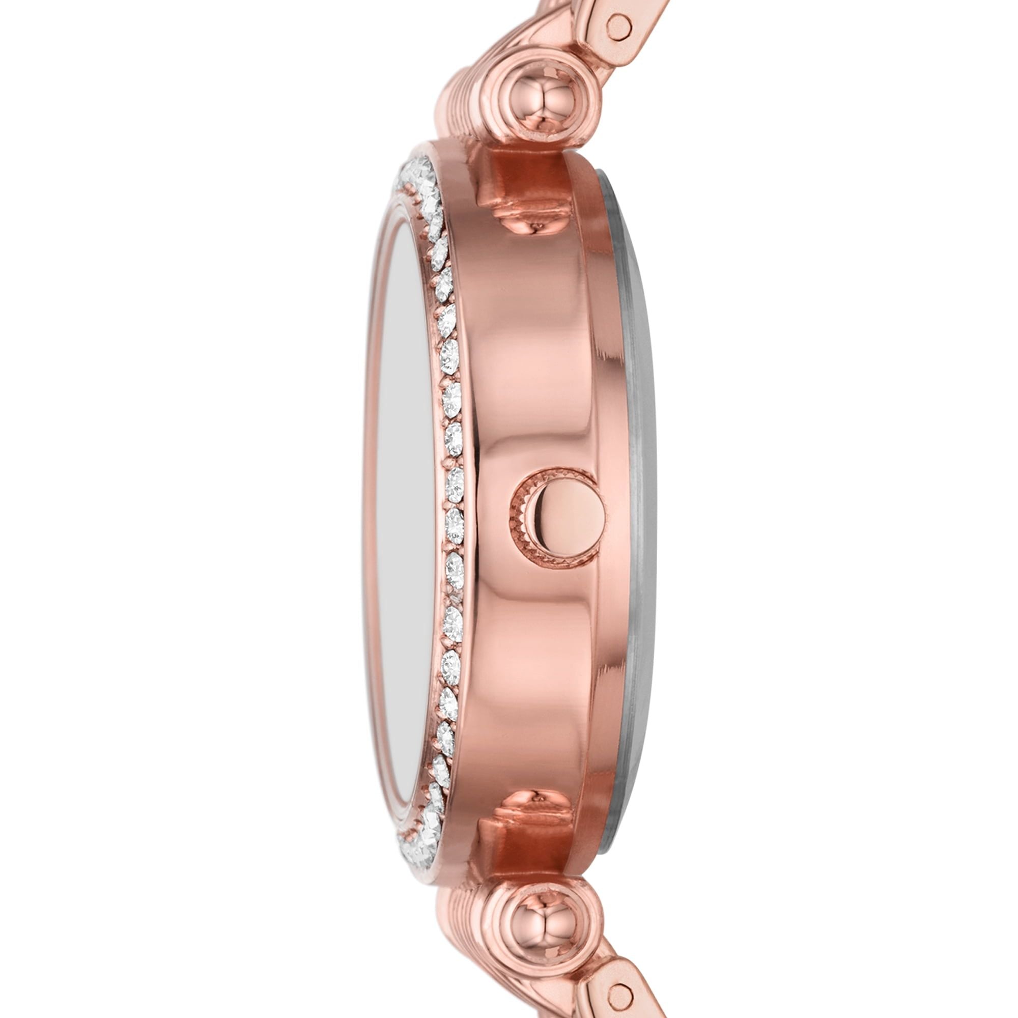 Time & Tru Women's Wristwatch Set: Rose Gold Tone T-Bar Watch and Bracelet Set Crystal Accents (FMDXTT046) EasyOptionXY LLC