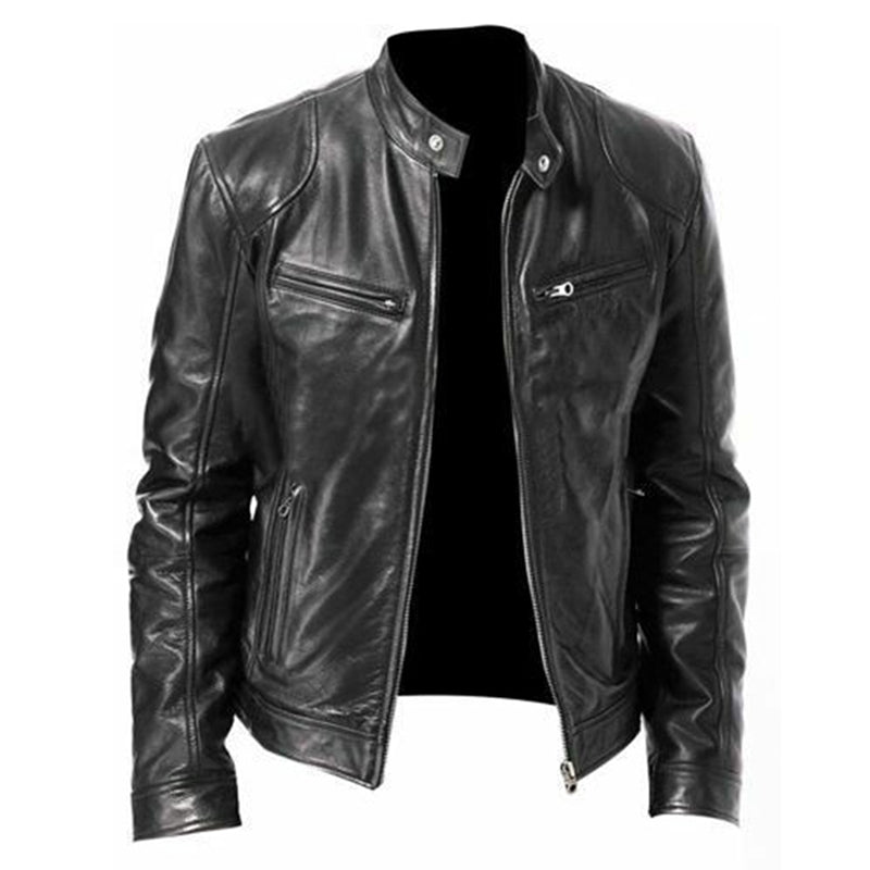 PU Leather Jacket Slim Leather Jacket Pi-Mart