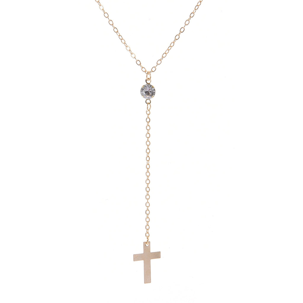 Fashion Simple Diamond Necklace Alloy Cross Pendant Necklace NK08210501 - SJB-DIAMOND ELITES