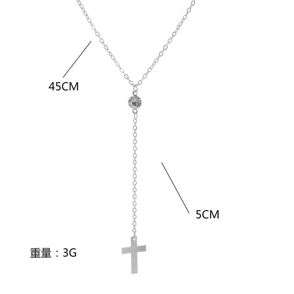 Fashion Simple Diamond Necklace Alloy Cross Pendant Necklace NK08210501 - SJB-DIAMOND ELITES