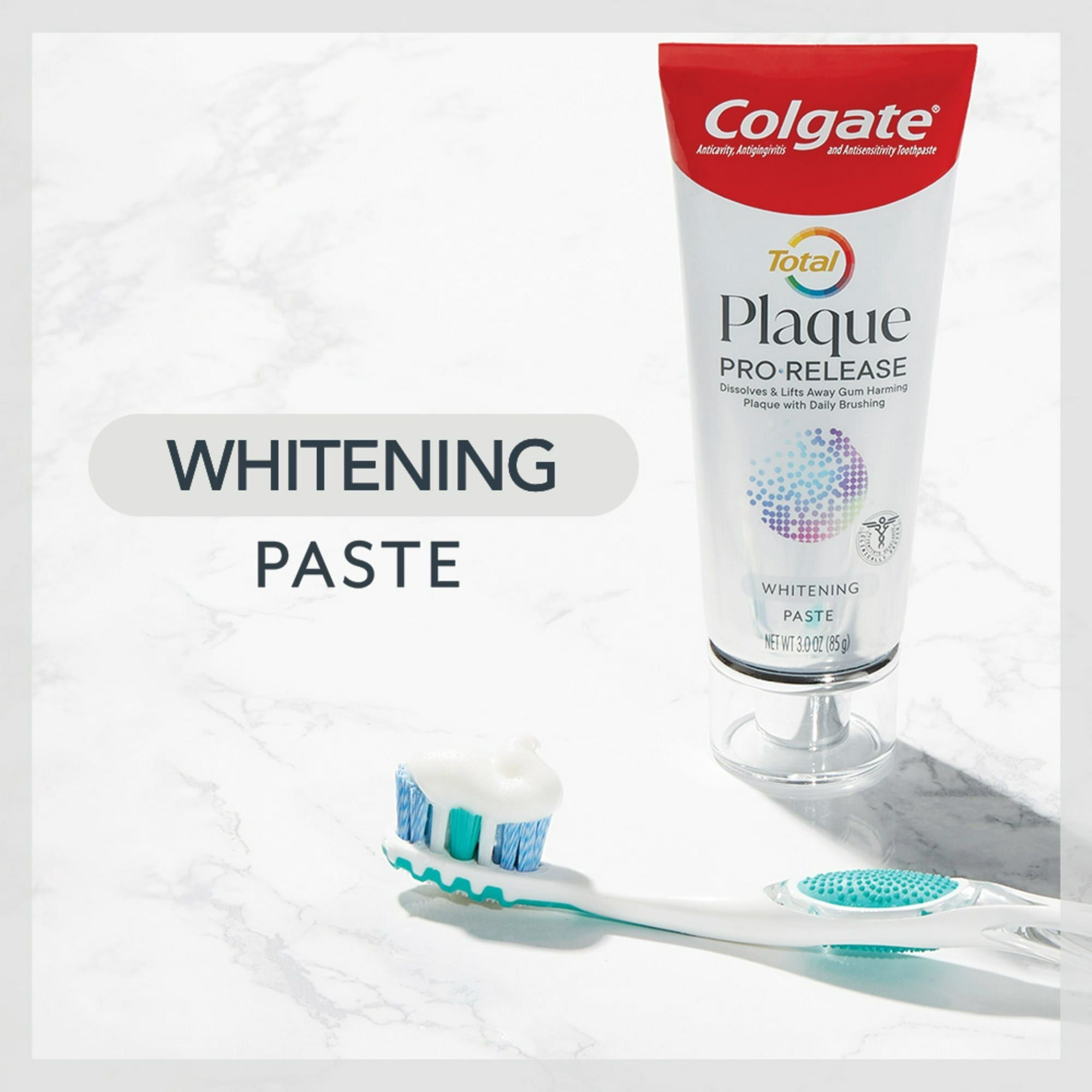 Colgate Total Plaque Pro Release Whitening Toothpaste; 2 Pack; 3 oz Tubes