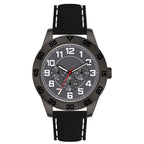 George 44mm Men's Gunmetal Tone Sport Bezel Easy Read Black Stitched Strap Watch EasyOptionXY LLC