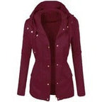 Women's fashion solid color lapel biker jacket Pi-Mart