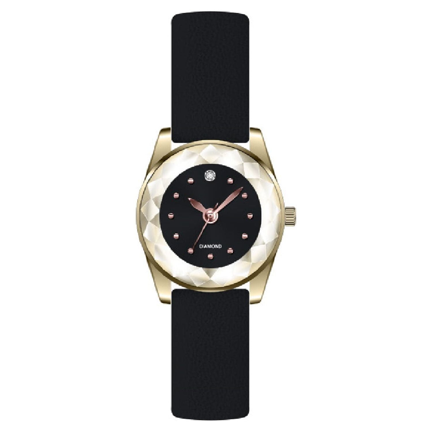 Time and Tru Women's Adult Gold Tone Cushion Case Watch with Faceted Bezel