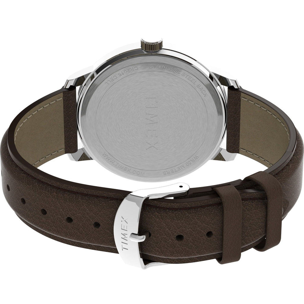 Timex Men's Easy Reader Bold 43mm Watch ¨C Silver-Tone Case Cream Dial with Brown Leather Strap EasyOptionXY LLC