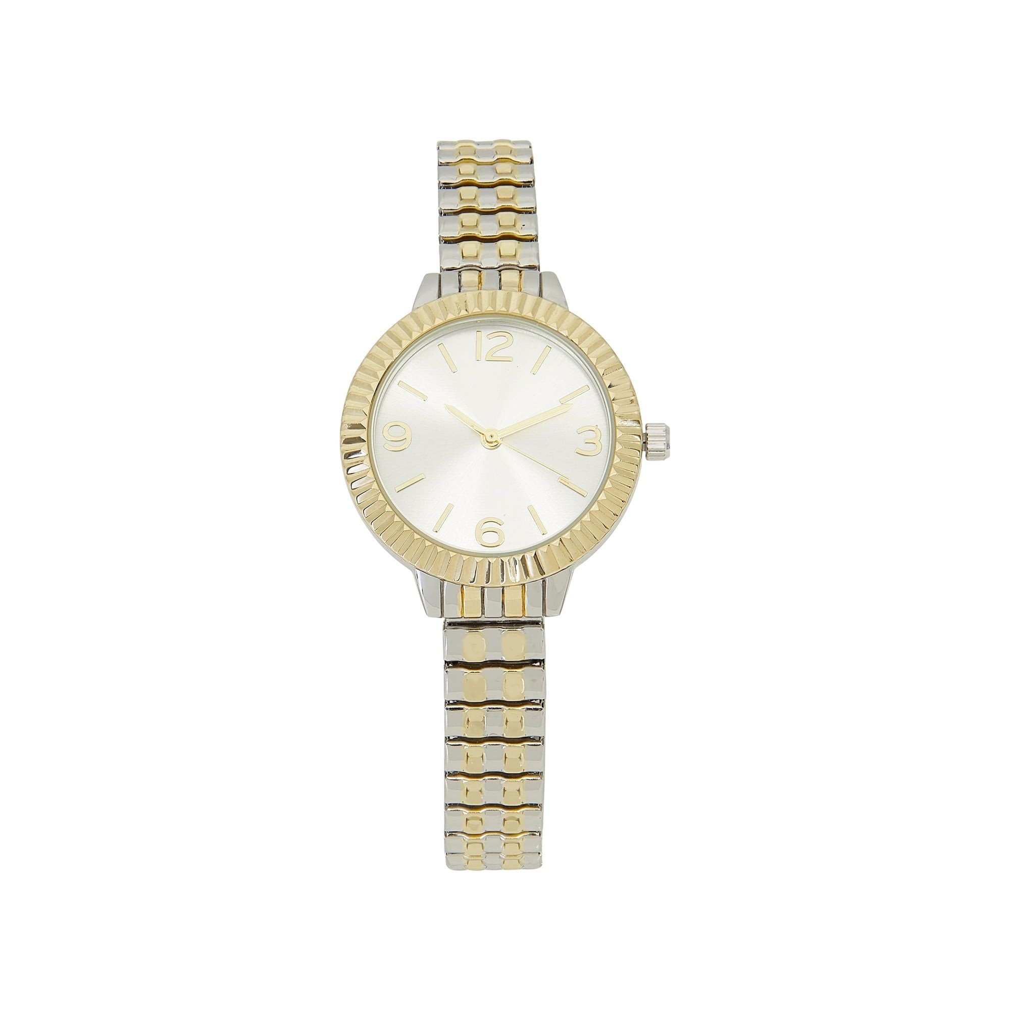 Time and Tru Women's Two Tone Round Bracelet Watch with Fluted Bezel EasyOptionXY LLC