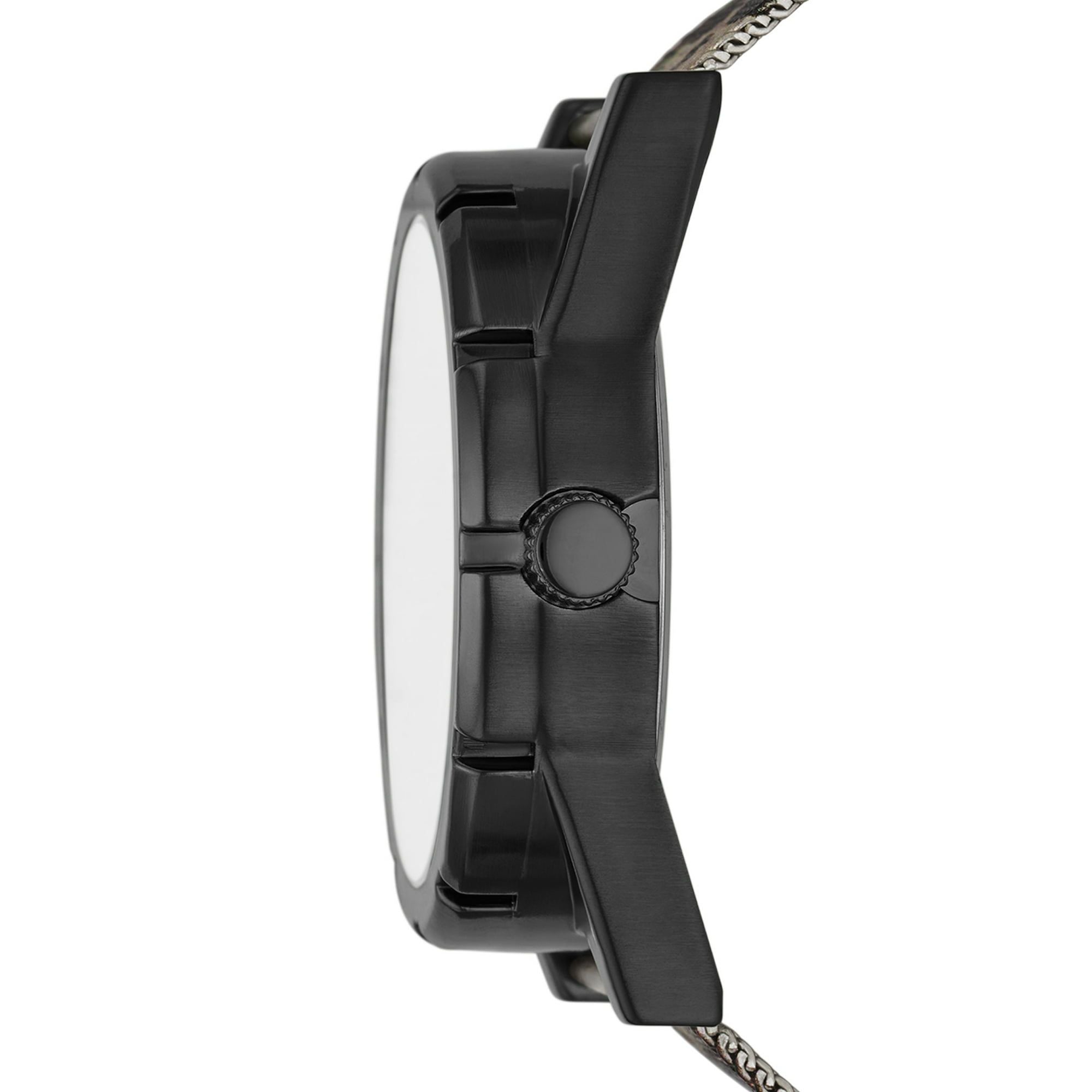 George Men's Watch Set: Gunmetal Tone Case, Black Dial, Camo Mesh Band, Brown Vegan Leather Double Strap (FMDXGE040) EasyOptionXY LLC