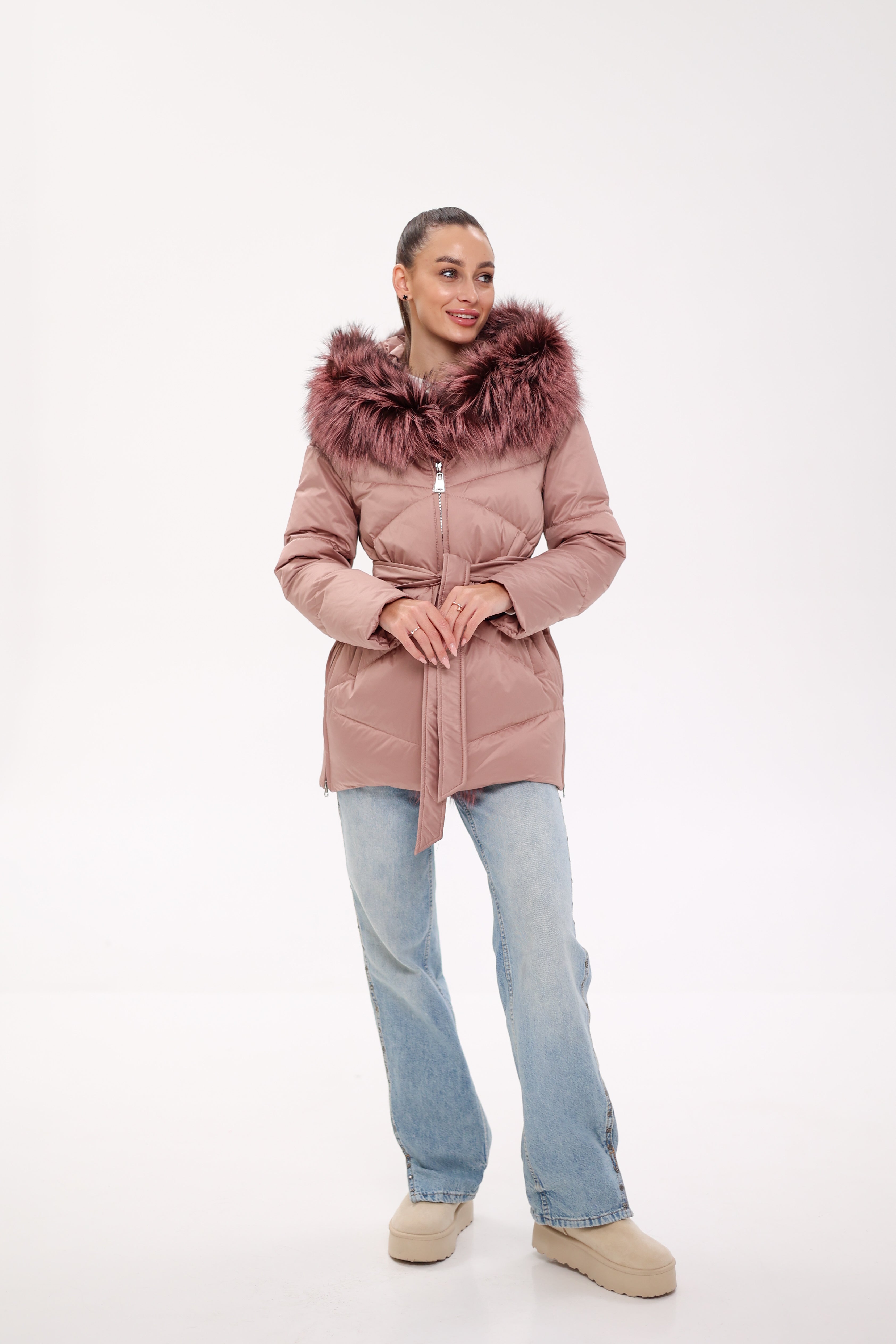 Genuine Silver Fox Fur Trim Down Insulated Parka - SJB-DIAMOND ELITES