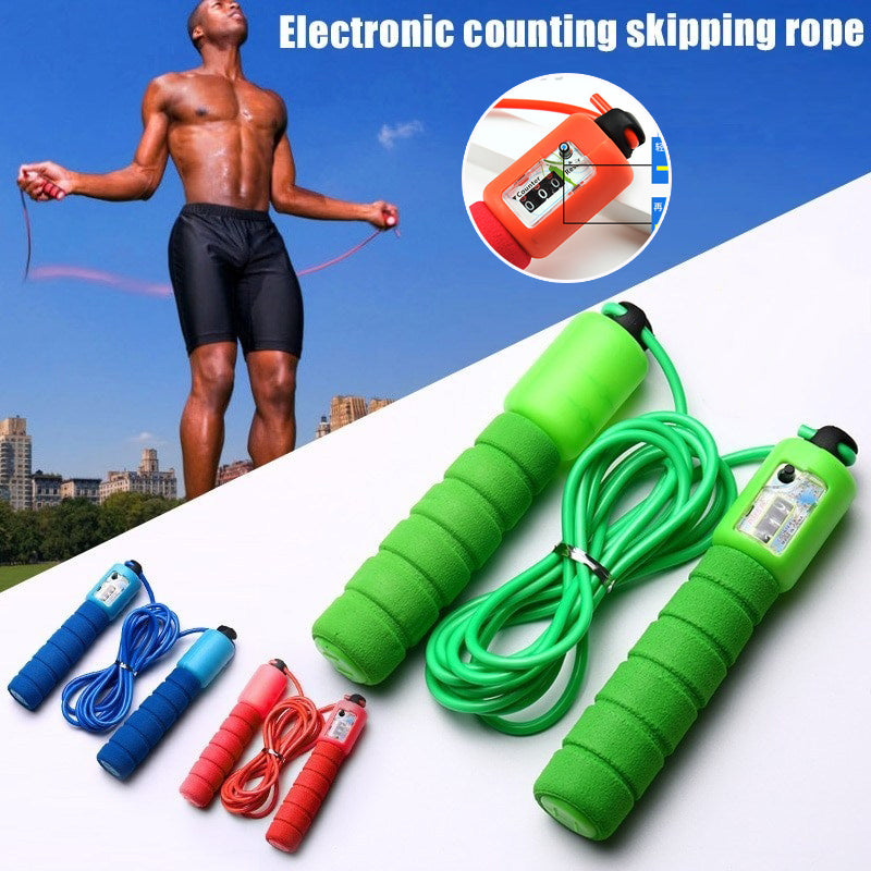 Skipping Rope With Counter Adjustable Length Counter Wear-resistant Foam Cotton Handle JumpRope Exercise Portable Sports Training Equipment Pi-Mart