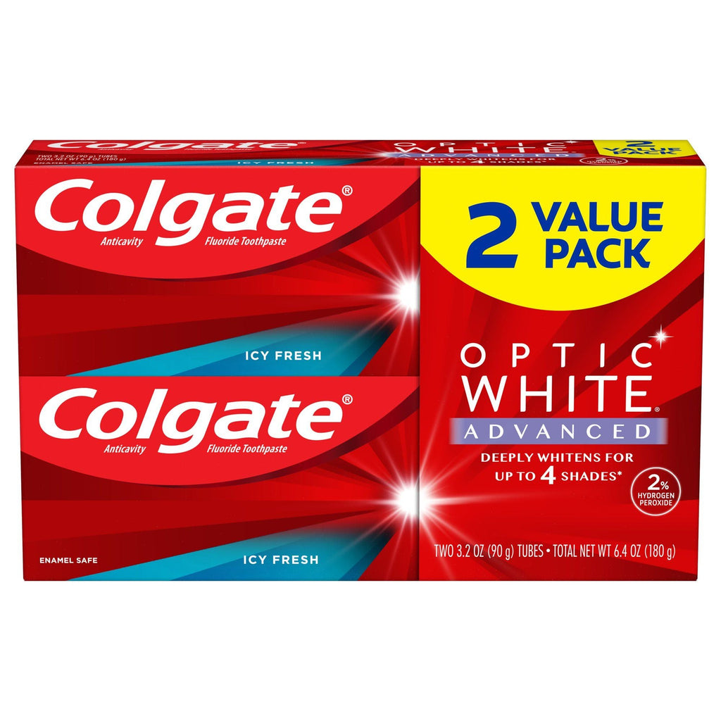Colgate Optic White Advanced Teeth Whitening Toothpaste; Icy Fresh; 3.2 oz; 2 Pack EasyOptionXY LLC