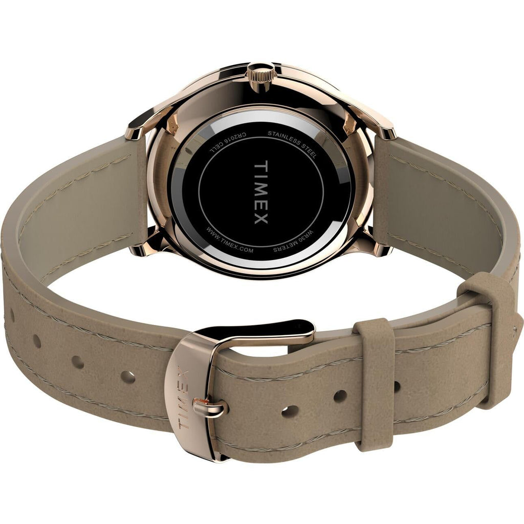 Timex Women's Modern Easy Reader Beige/Rose Gold 32mm Casual Watch, Leather Strap EasyOptionXY LLC