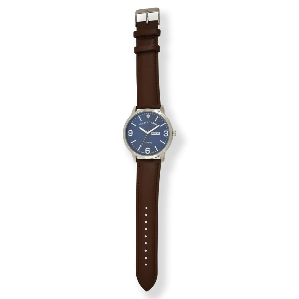 U.S. Polo Assn. Adult Male Analog Classic with Blue Dial and Brown Strap (USC50587WM) EasyOptionXY LLC