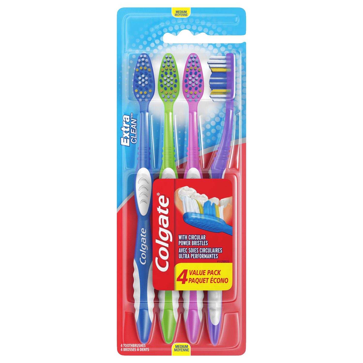 Colgate Extra Clean Flexible Grip Toothbrush; Medium; 4 Count