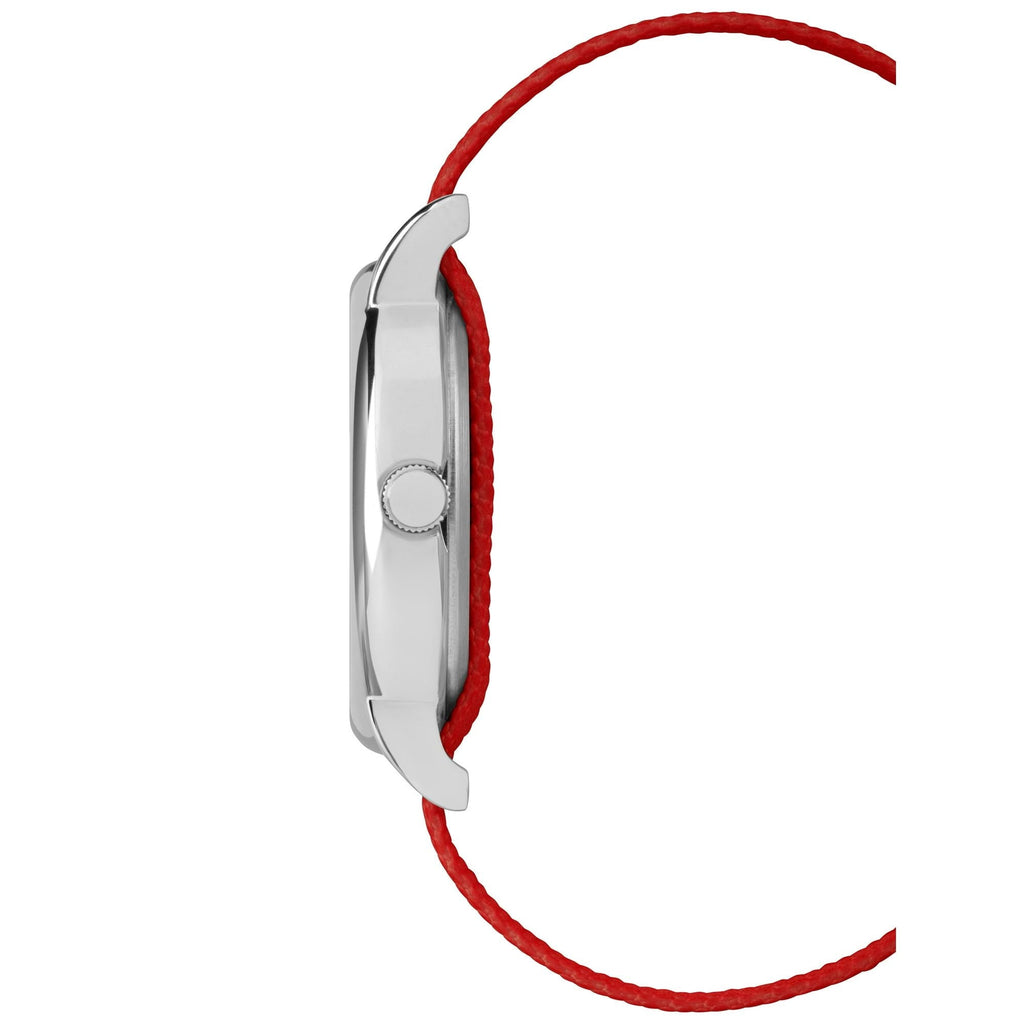 Timex x Peanuts Unisex Weekender 38mm Watch – Snoopy with Red Fabric Slip-Thru Strap