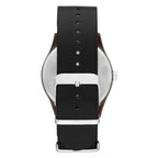 George Men's Gunmetal Analog Watch: Easy-Read Dial, Black Vegan Leather, Bonus Stretchy Bead Bracelets (FMDXGE013)