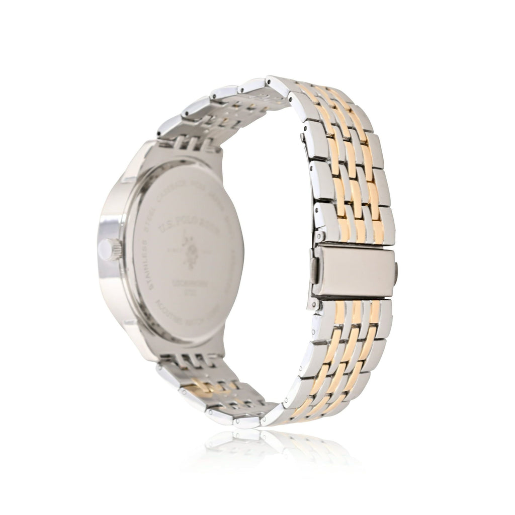 U.S. Polo Assn. Adult Male Analog Watch in Two-tone Silver and Gold with Round Dial in One Size (USC80690WM) EasyOptionXY LLC