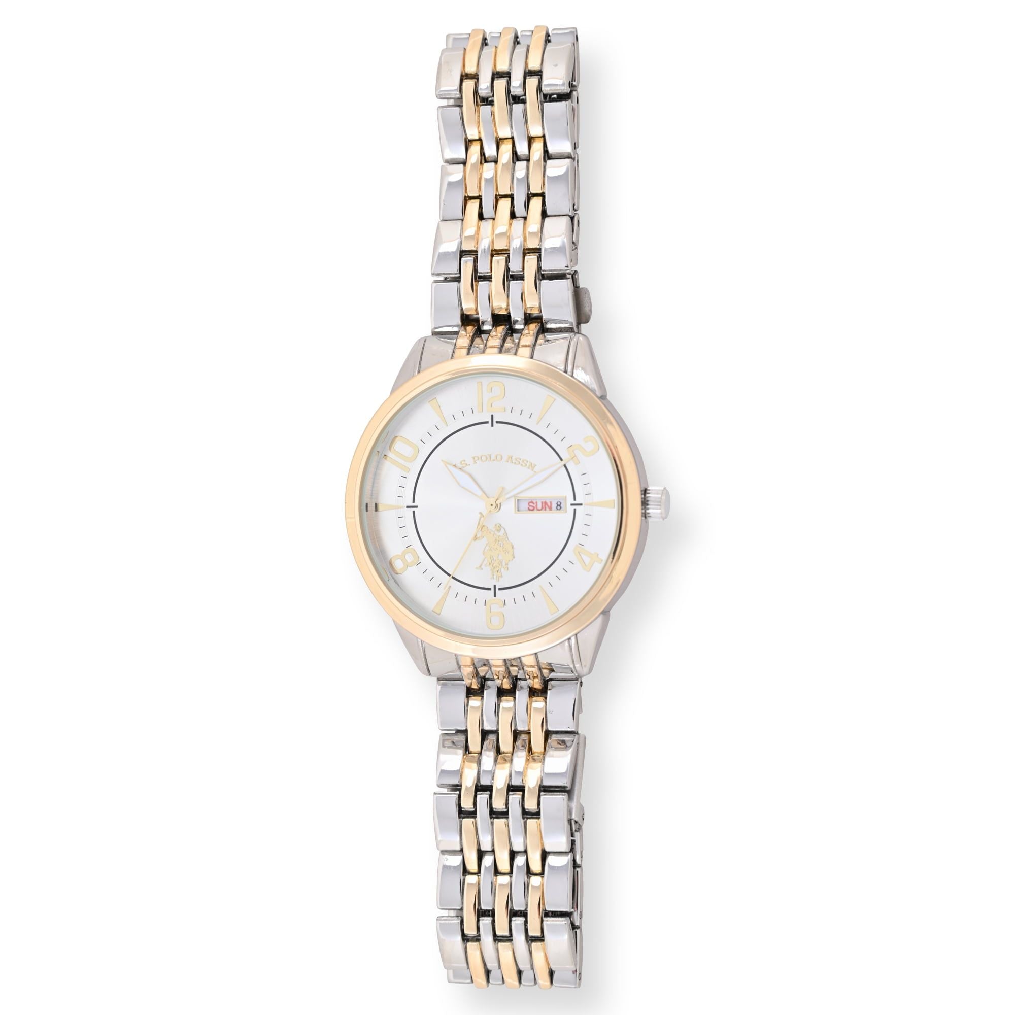 U.S. Polo Assn. Adult Male Analog Watch in Two-tone Silver and Gold with Round Dial in One Size (USC80690WM) EasyOptionXY LLC