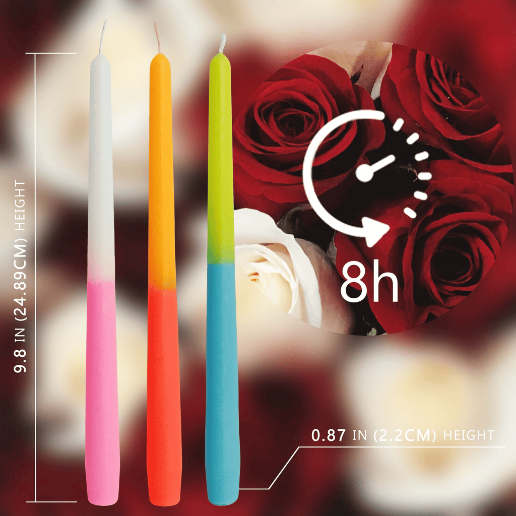 FCMSHAMD 10'' Rose Scented Taper Candles - Dripless Burn Time 6 H(6 Pack) EasyOptionXY LLC