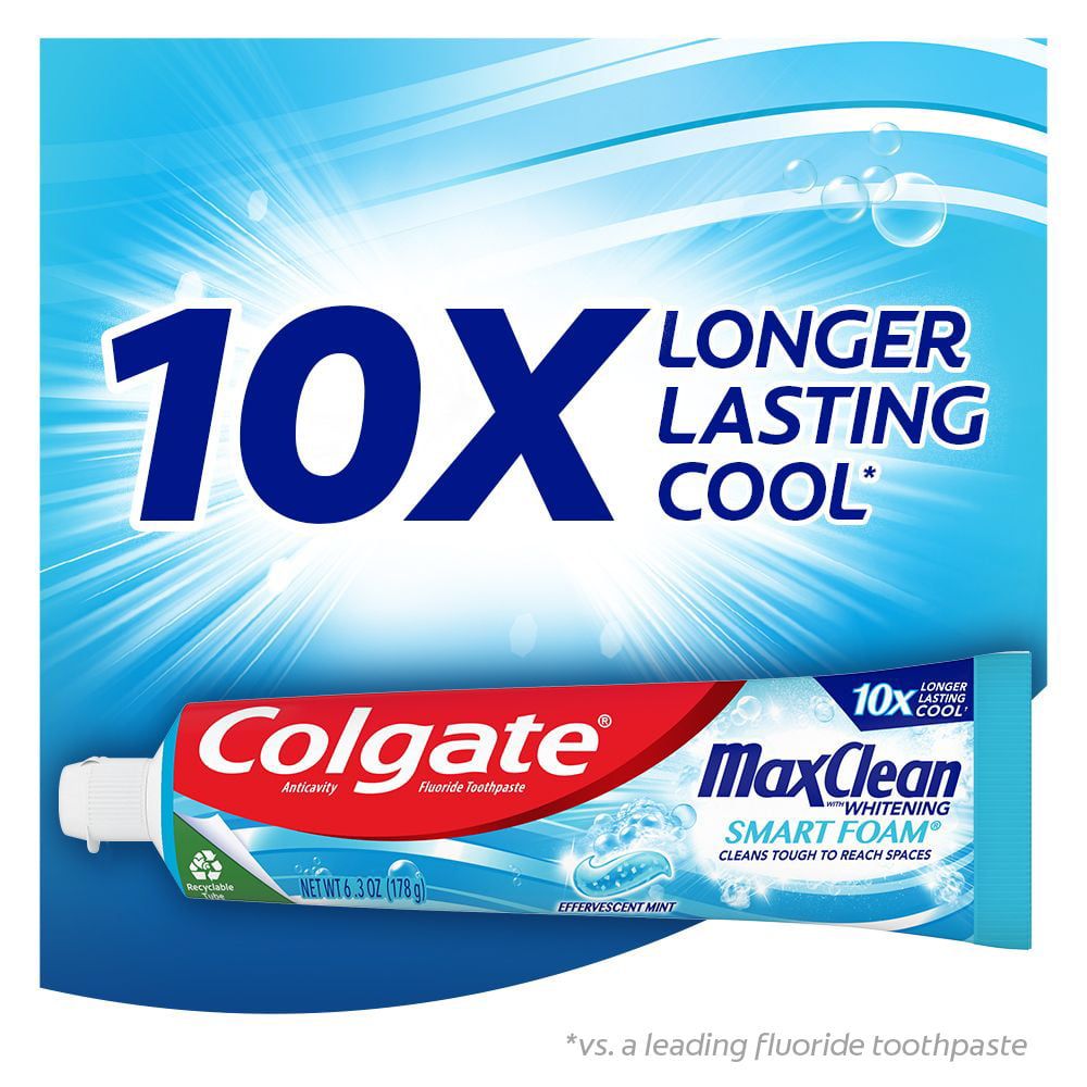 Colgate Max Clean Smart Foam with Whitening Toothpaste; 6.0 oz; 3 Pack