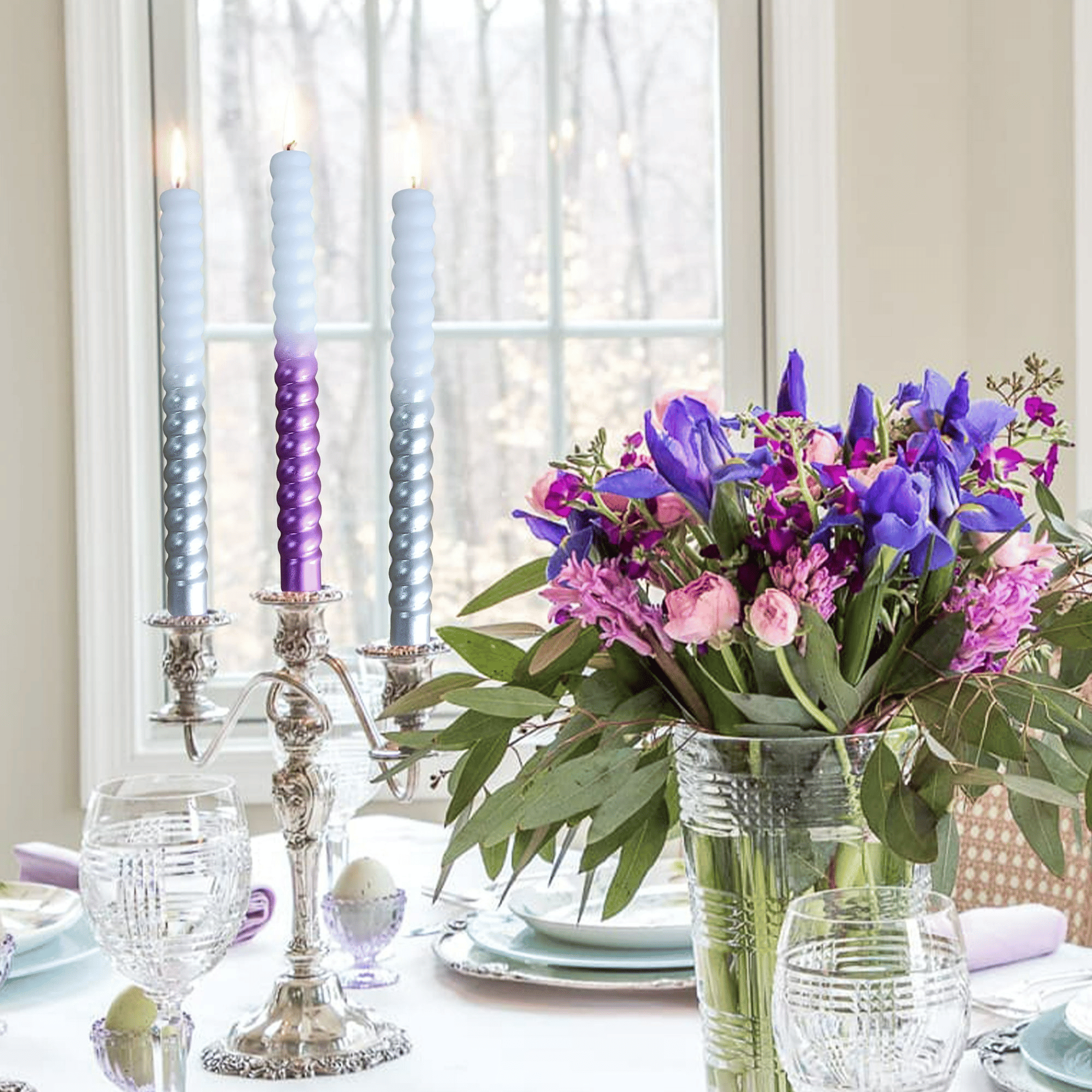 FCMSHAMD 8.46'' Purple Taper Candles - Spiral Dripless(2 Pack) EasyOptionXY LLC