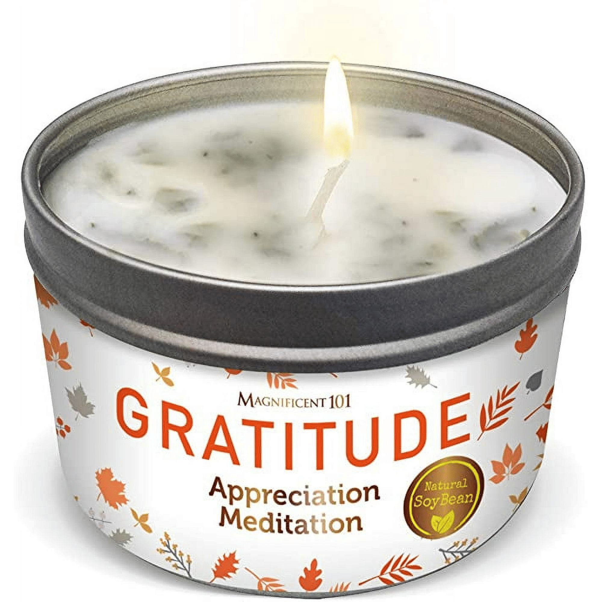 Magnificent 101 Long Lasting Gratitude Smudge Candle | 6 Oz - 35 Hour Burn | Paraffin Free Sage Scented Soy Wax Candle for Appreciation, House Energy Cleansing & Manifestation EasyOptionXY LLC