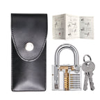 Locksmith Hand Tools Lock Pick Set Transparent Visible Cutaway Practice Padlock With Broken Key Removing Hooks 15pcs set Pi-Mart