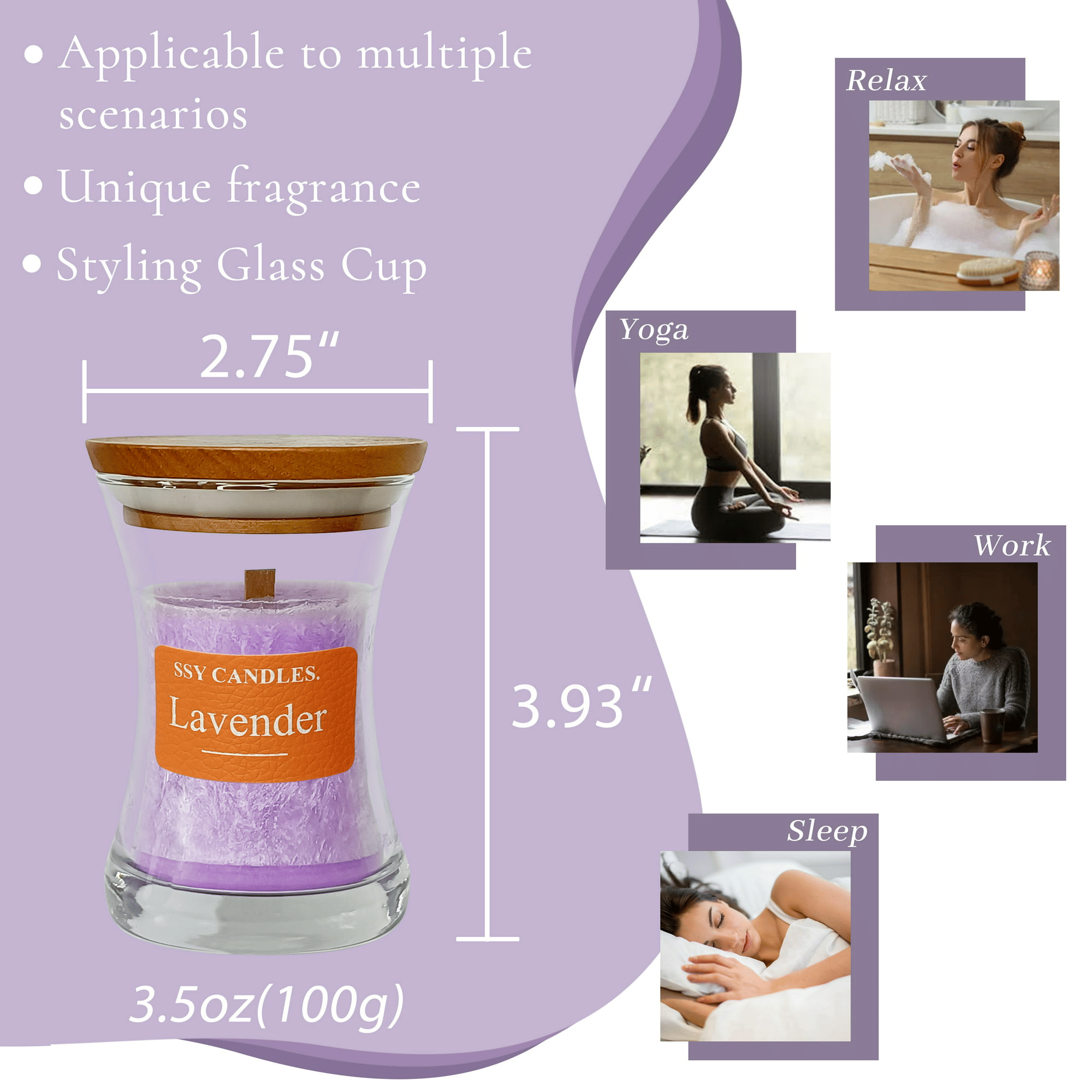 Lavender Scented Candles for Home-Jar candles 3.5 oz - Wooden Wick Candle-Candles Gift for Women -Aromatherapy candles EasyOptionXY LLC